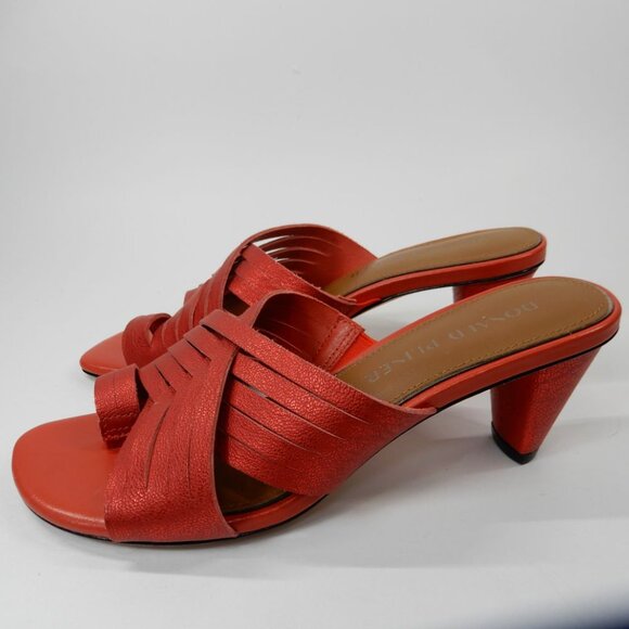DONALD PLINER Alannis Slide Toe Ring Sandals Size 6 Tomato Red Leather NEW - Picture 12 of 14